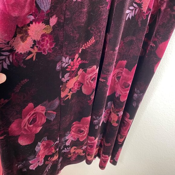 Coldwater Creek Women's Velvet Dark Floral Modest Holiday Dress Purple Size 12 - Picture 7 of 13